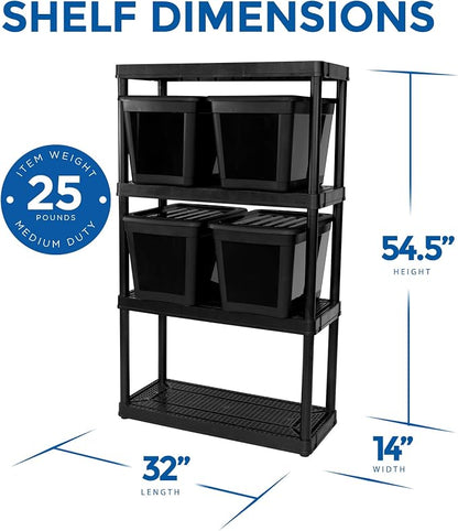 Gracious Living 4 Shelf Fixed Height Ventilated Medium Duty Shelving Unit - Image 3
