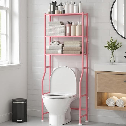 GloTika 3-Tier Over Toilet Storage Rack, Metal Over Toilet Bathroom Organizer by QualityHomewareTimlessComfort