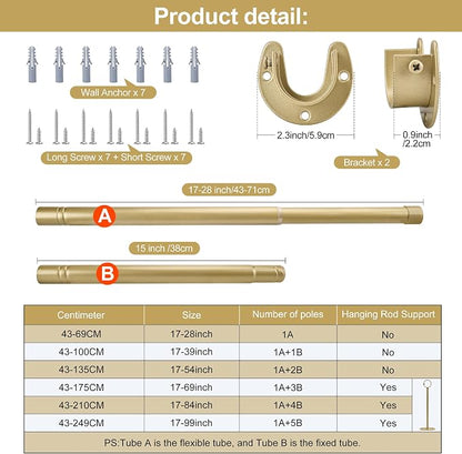 Adjustable Closet Rod for Hanging Clothes, 17-54inch Heavy Duty Metal tension - Image 4