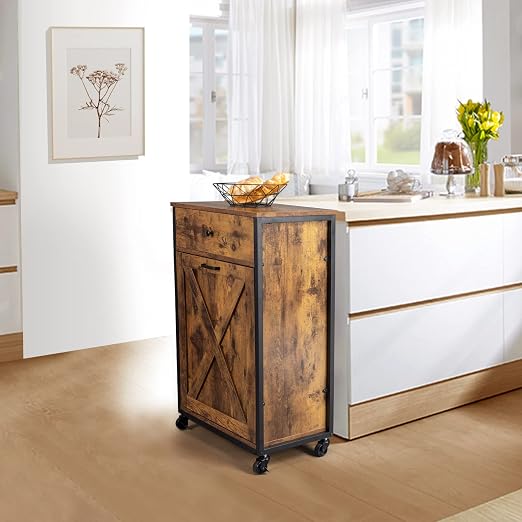 VINGLI 13 Gallon Tilt Out Trash Cabinet, Wood Hidden Trash Can Kitchen Cabinet - Image 8