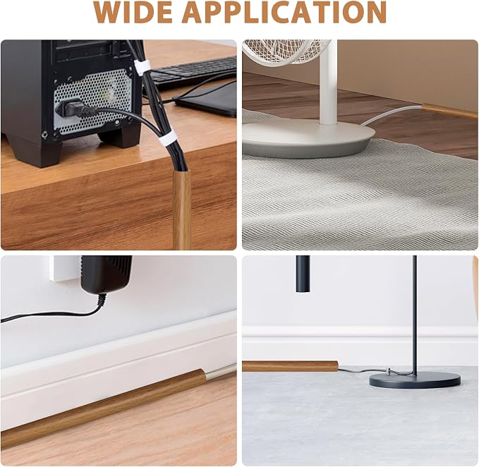 Floor Cord Cover Self Adhesive Cord Hider, 20FT Cable Management, Extension - Image 7