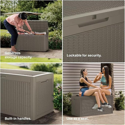 270 Gallon Outdoor Storage Box Waterproof Lockable Resin Deck Box Large - Image 7