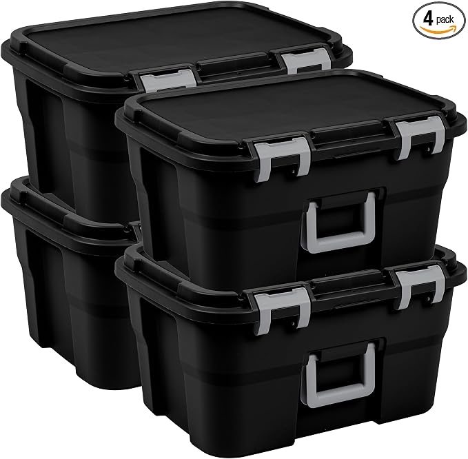 Sterilite 4 Pack Footlocker, 14 Gallon Plastic Storage Container by Sterilite