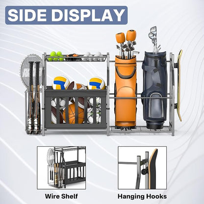 WALMANN Garage Sports Equipment Organizer, Ball Storage Stand, Indoor Golf Bags - Image 5