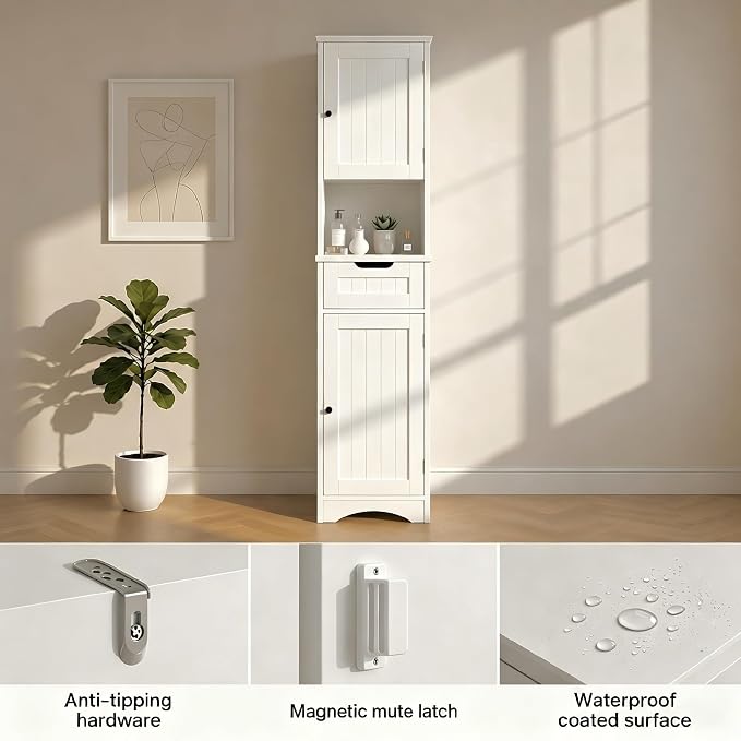 Gizoon 67” H Tall Bathroom Storage Cabinet, Narrow Storage Cabinet, Living Room - Image 10