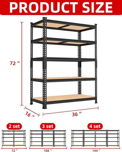 PrimeZone 36" x 16" x 72" Heavy Duty Storage Shelves - Image 3