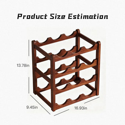 Wine Rack Freestanding Floor, Bamboo Wine Racks Cabinet Shelf 4-Tier 16 Bottles - Image 2