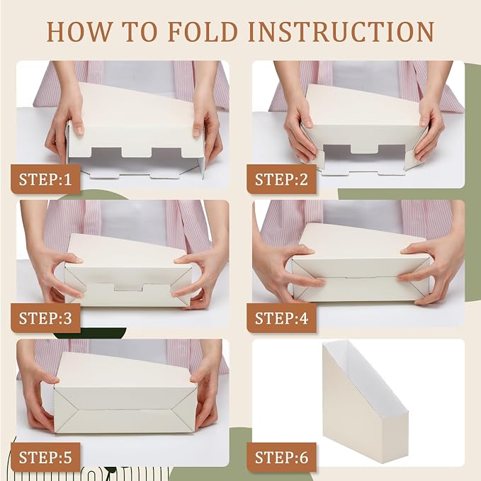 Boho Plant Magazine File Holder Decorative Set of 4 | Foldable Magazine Storage - Image 4