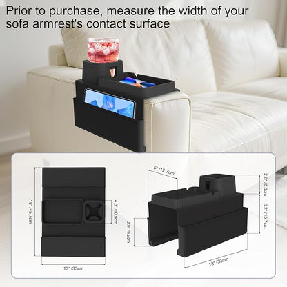 KindGa Couch Cup Holder Tray, Silicone Couch Arm Cup Holder, Couch Arm Organizer - Image 2