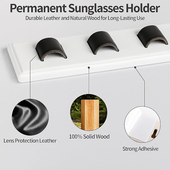 2 Pack Wooden Sunglasses Organizer Wall Mounted - Image 3