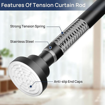 ENJOYBASICS 2 Pack Tension Curtain Rod, 32-78" Adjustable, No Tools, - Image 2