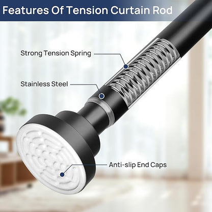 ENJOYBASICS 2 Pack Tension Curtain Rod, 32-54" Adjustable, No Tools, - Image 2