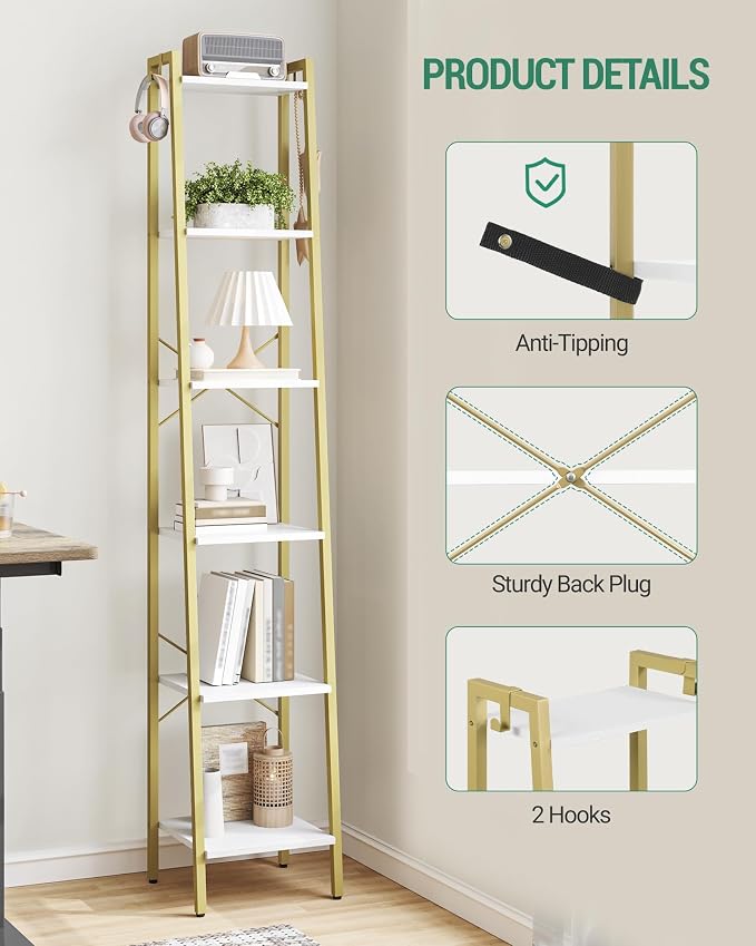 Hzuaneri Ladder Shelf, Freestanding Corner Storage Shelf | Bookcase - Image 4