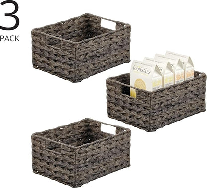 mDesign Woven Farmhouse Kitchen Pantry Food Storage Organizer Basket Bin Box - Image 2