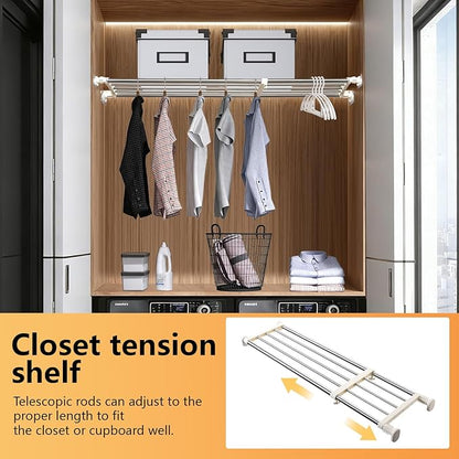 BAOYOUNI Adjustable Closet Rod 33-46" Tension Shelf Wardrobe Organizer | Space - Image 5