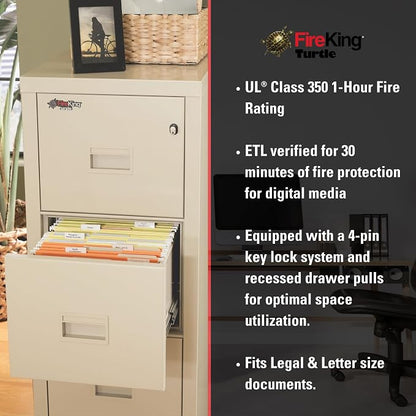 FireKing Turtle Vertical 2 Drawer Legal and Letter Fire Safe File Cabinet - Image 7
