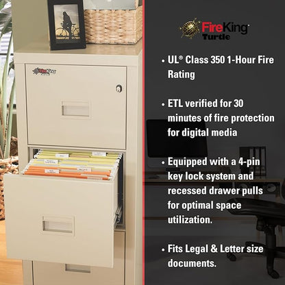 FireKing Turtle Vertical 4 Drawer Legal and Letter Fire Safe File Cabinet - Image 6