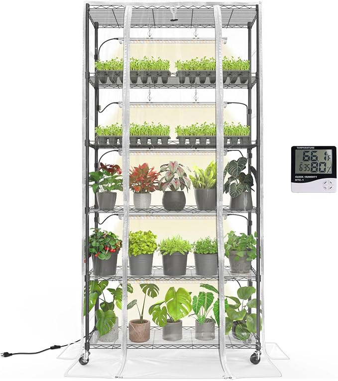 Bstrip Indoor Greenhouse with Grow Light, Mini Green House with 5 Pack T8 Full by Bstrip