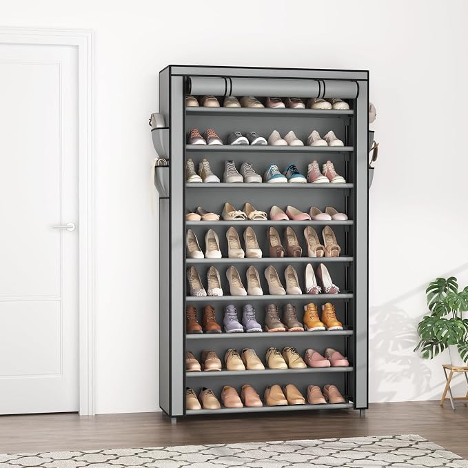 LANTEFUL Shoe Rack with Covers 10 Tier Tall Shoe Rack Organizer Large Capacity - Image 2