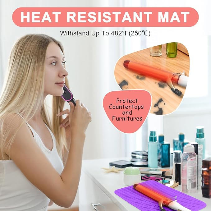 Plus Size Silicone Heat Resistant Mat, Portable Travel Hot Tools Pad Cover - Image 2
