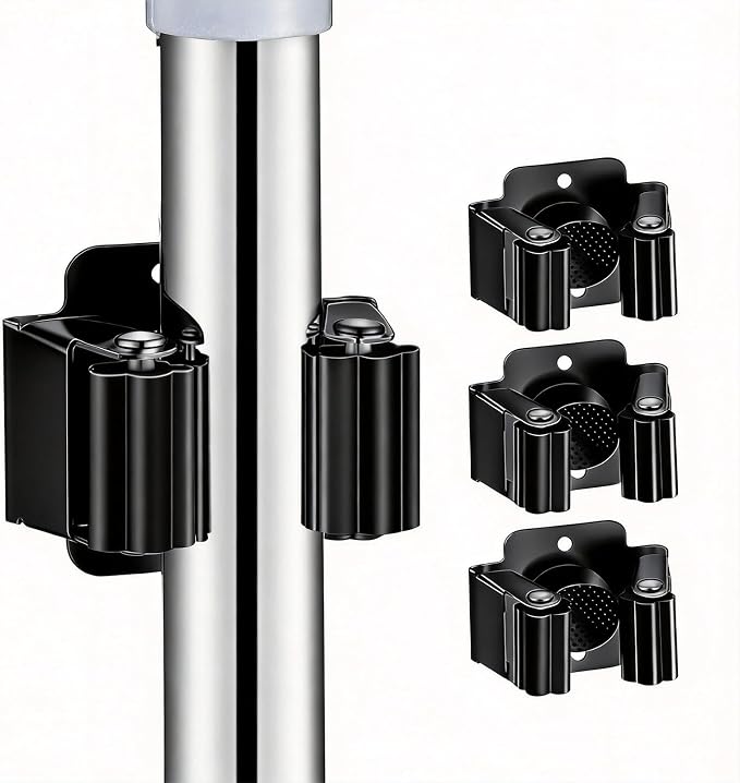 4 Pcs Broom Holder Wall Mount, Broom Hanger Mop Holder Rack Handle - Image 2