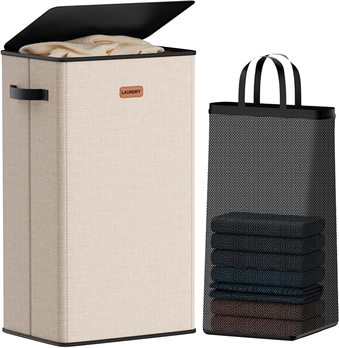 100L Laundry Hamper with Lid, Large Clothes Hampers with Removable Bag by Vexalora