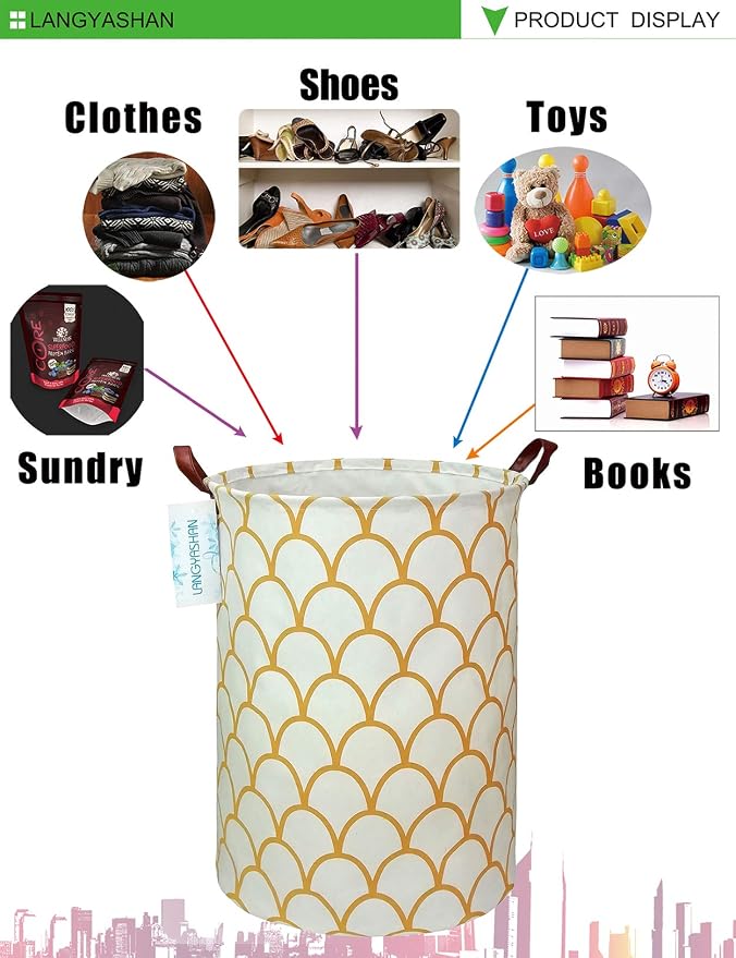 LANGYASHAN Laundry Basket Canvas Fabric Collapsible Organizer Basket - Image 3