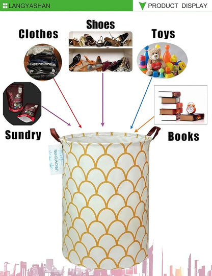 LANGYASHAN Laundry Basket Canvas Fabric Collapsible Organizer Basket - Image 3