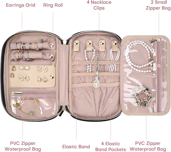 Jewelry Travel Case Organizer for Necklaces, Soft Sided - Image 3
