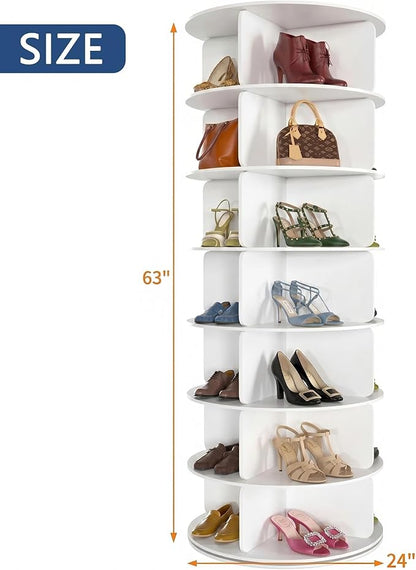 Cushore 7 Tier Rotating Shoe Rack Tower, 360° Spinning Shoe Display Lazy Susan - Image 3