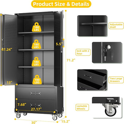Aobabo 2 Large Drawer Metal Storage Cabinet - Image 3