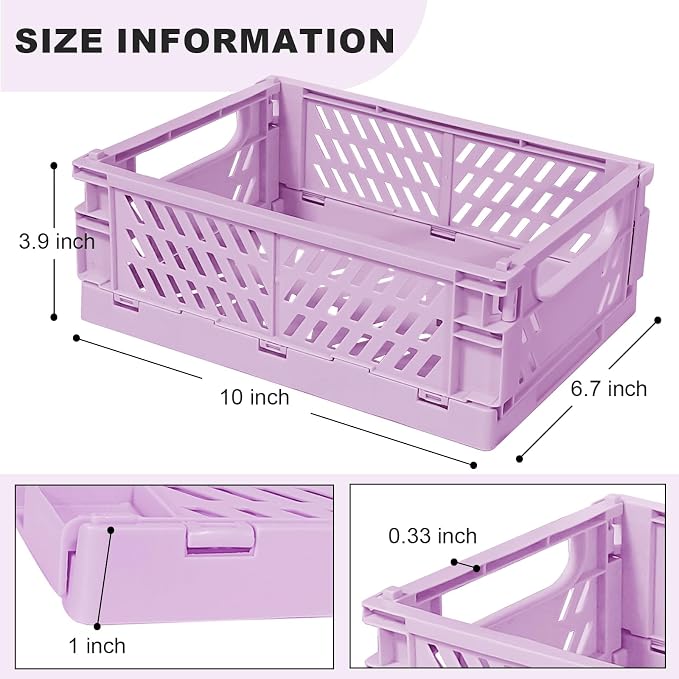 Pastel Plastic Storage Baskets 2 Pack, Collapsible Crates - Image 2