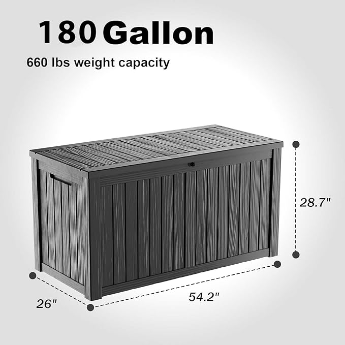 EasyUp 180 Gallon Outdoor Storage Box Waterproof, UV Resistant Resin Deck Box - Image 2