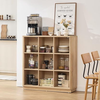 9 Cube Storage Book Shelf, Floor Standing 3-Tier Wood Cubby Bookcase - Image 9