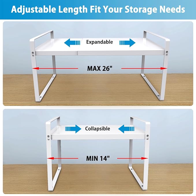 Expandable Cabinet Shelf Organizer 14-25 Inch Adjustable Length, Under Sink - Image 2