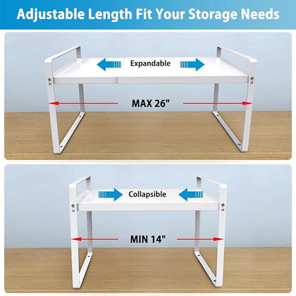 Expandable Cabinet Shelf Organizer 14-25 Inch Adjustable Length, Under Sink - Image 2