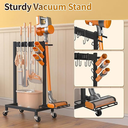 Broom Holder with Cleaning Supplies Organizer Load 160 LBS Cleaning Cart with - Image 5