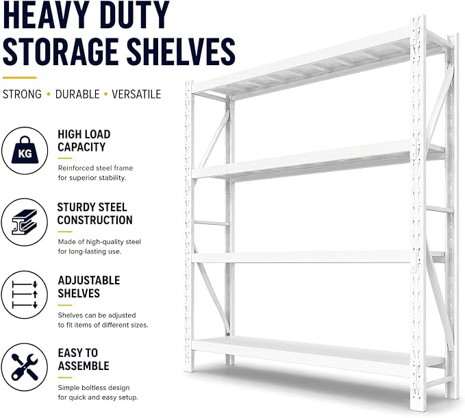 Heavy Duty Warehouse Shelving 4-Tier Industrial Steel Storage Shelves, 2600LB - Image 5