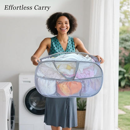 Collapsible Laundry Baskets 2 Pack, Mesh Pop Up Hamper - Image 6
