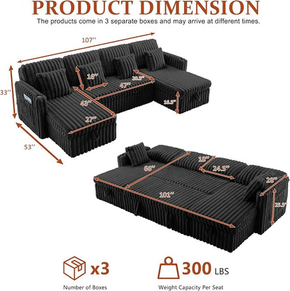 107'' Sectional Sleeper Sofa - Image 2