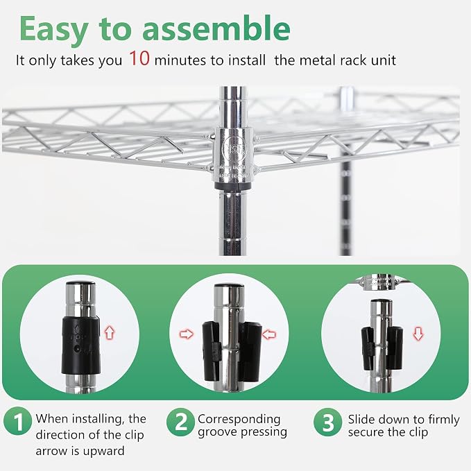 FDW 5 Tier Wire Shelving Adjustable Metal Shelves 17L x 12W x 48H NSF Pantry - Image 4