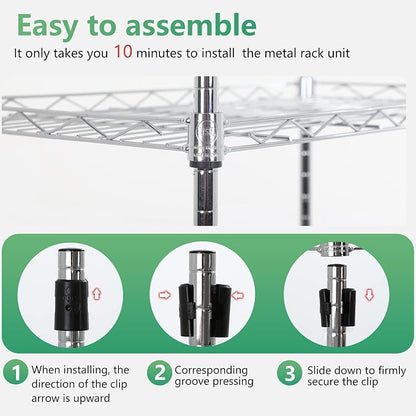 FDW 5 Tier Wire Shelving Adjustable Metal Shelves 17L x 12W x 48H NSF Pantry - Image 4