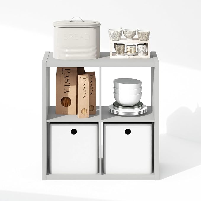 Furinno Cubic Extra Thick 4-Cube Closet Organizers and Storage, Light Grey | - Image 6