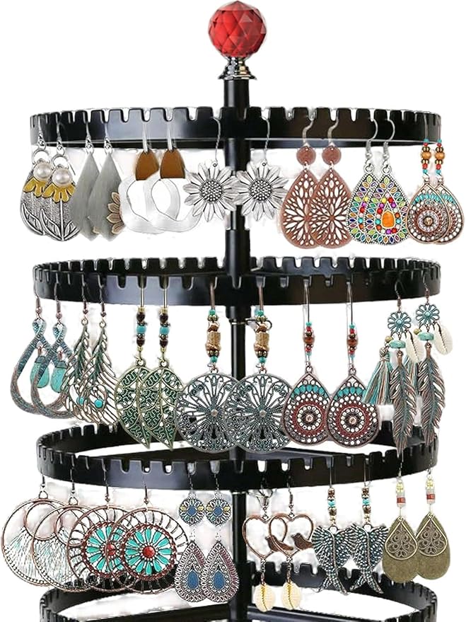 6-story rotating earring rack storage rack, adjustable plastic pendant display - Image 4