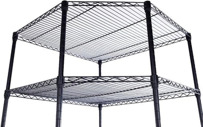 6 Tiers Polygonal Corner Shelf, Metal Storage Standing Rack w/Wheels, Wire - Image 3