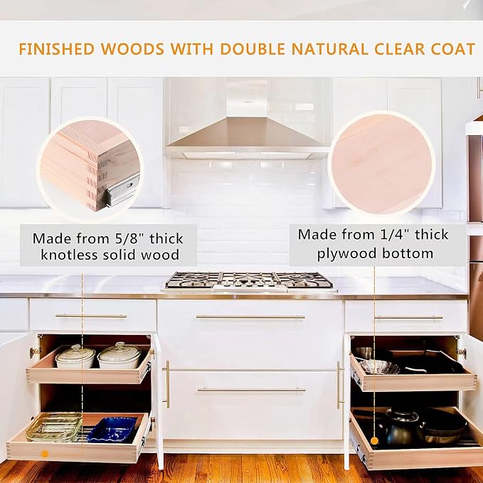 22”W x 21”D x 3”H Soft Close Slide Out Wood Drawer Organizer - Image 7