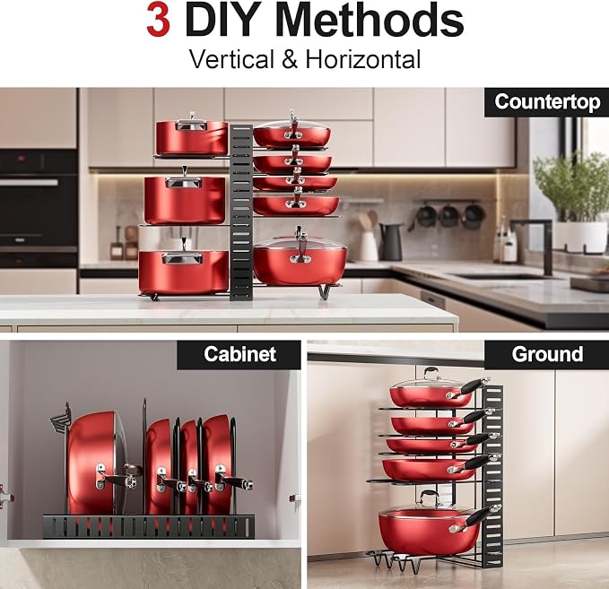 MUDEELA 8-Tier Pots and Pans Organizer under Cabinet, 16.61" Height Light Duty - Image 3