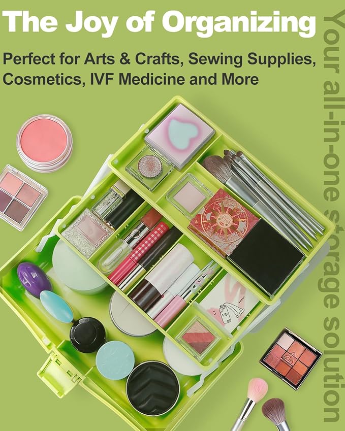 TERGOO 12in 3-Layer Plastic Craft Organizers and Storage, Portable Folding - Image 6