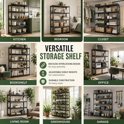 3 Tier Metal Bookshelf, Adjustable Tall Bookcase, Heavy Duty 1800 LBS Modern - Image 9