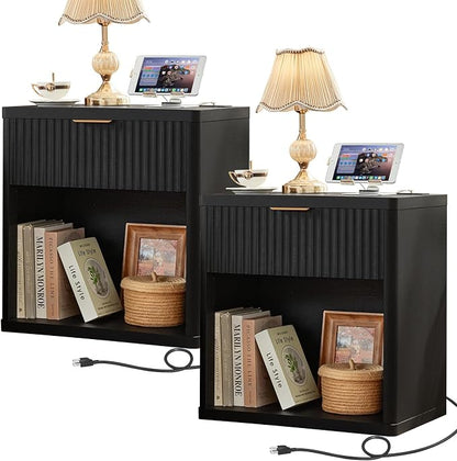 LEYAOYAO Fluted Farmhouse Nightstand Set of 2 by LEYAOYAO-Findtheshiningpointofyourideallife%EF%BC%81